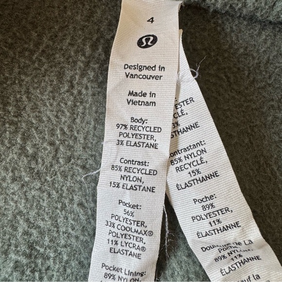 Lululemon 4 Fleece + Ripstop Hiking Vest Forest Green Sleeveless Full Zip - Picture 5 of 8